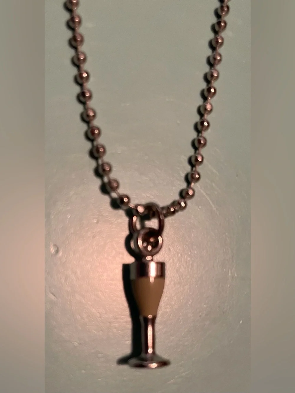 Silver Champagne Glass Necklace & Earring Set
